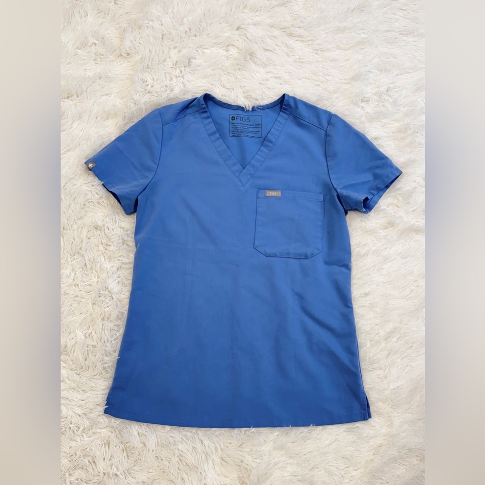 Figs Catarina One Pocket V-Neck Scrub Top Ceil Blue XXS